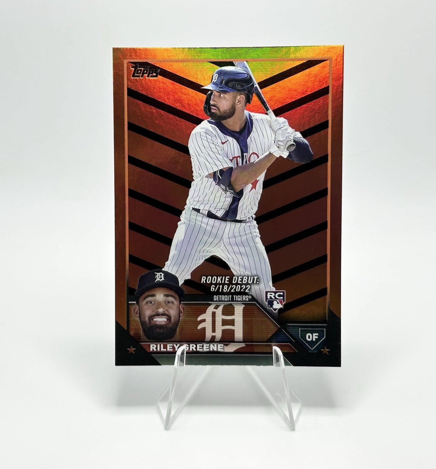 2023 Topps Update Riley Greene Rookie Debut Orange & Black Foil #US298 Tigers RC