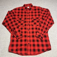 Vintage 60s Sears Perma Prest Flannel Plaid Work Shirt Men's Size Large