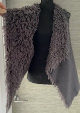 Shaggy Fur Gilet Jacket Suede Feel Grey Waistcoat Fun Fur Medium
