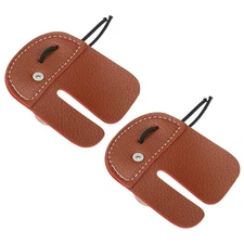 Archery Finger Tabs, Leather Archery Finger Guard Protective Gear, Brown