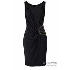 Black Cocktail Dress Beaded Draped Sheath Evening Little Black Dress 6