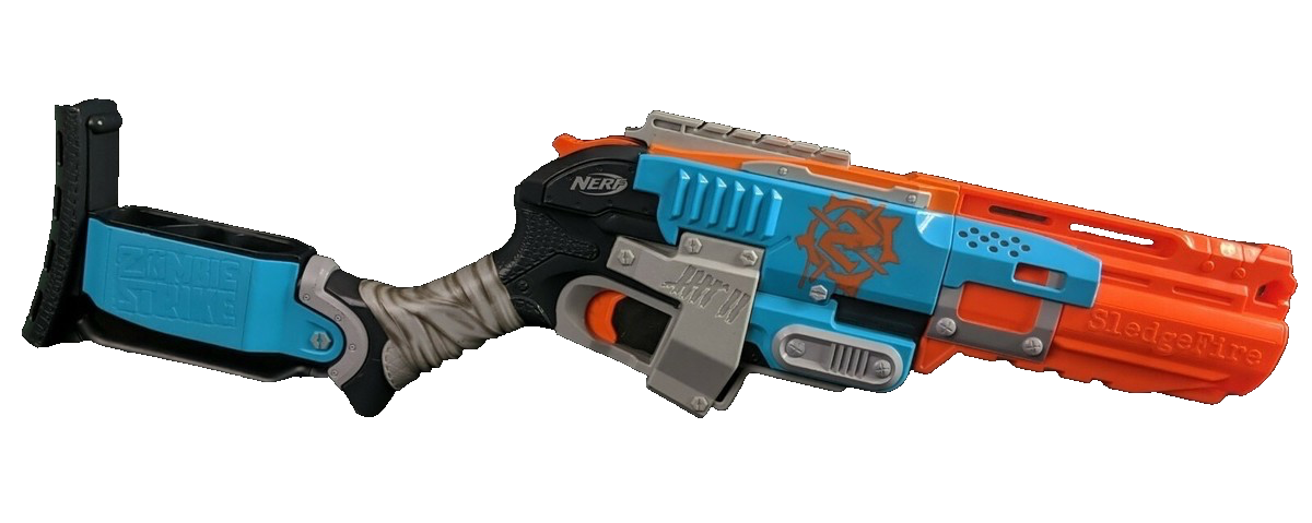 Nerf Zombie Strike SledgeFire Blaster Shotgun Dart Gun Orange (W/O