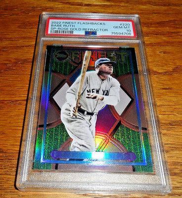 2022 Finest Flashbacks Babe Ruth SP Rose Gold Refractor #220 4/15 PSA 10 Yankees
