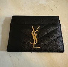 Saint Laurent Black Quilted YSL Logo Women  s Card Wallet Card Case Credit Card