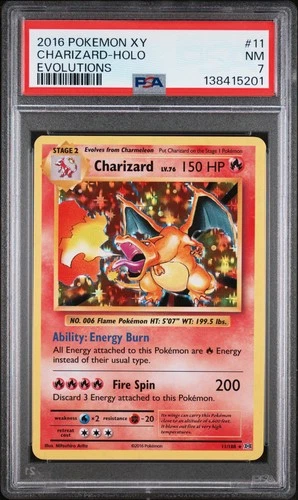 2016 POKEMON XY EVOLUTIONS #11 CHARIZARD-HOLO PSA 7
