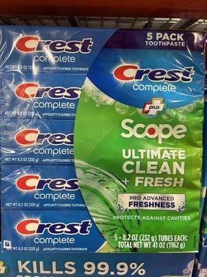 Crest Complete Plus Scope Ultimate Clean + Fresh Toothpaste 5 Pack 8.2 oz