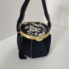 NORMAKAMALI Black Suede Hexagon Pouch Party Bag with Tassel