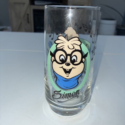 Alvin & The Chipmunks 1985 Drinking Glass 16oz  Simon Chipmunk Hardees Glass