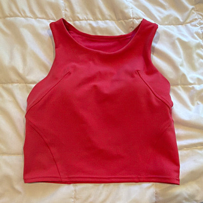Lululemon Pink Wunder Train Cropped Racerback Tank Built-In Bra Women s 6