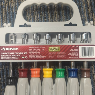 #ad Husky 7 Piece Metric Nut Driver Set Hex Steel Multicolor Model 165 497 $20.99