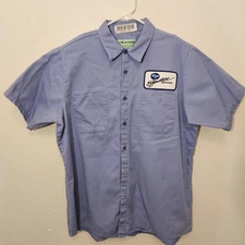 Kroger Signature Work Shirt - Aramark Sz L Short Sleeve Blue Button Up 942146