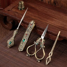 European Retro Luxury Scissors Set  Phoenix Tail Design, Premium Stainless Steel