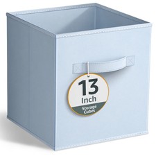 Collapsible Fabric Cube Storage Bin 13" x 13" , Pastel Blue