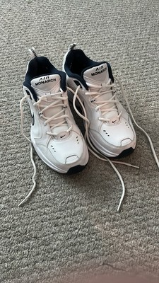 Nike Air Monarch Men s Size 10.5 White Black Leather Athletic Shoes