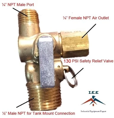 CONRADOR New Air Compressor Tank Manifold w/ Built in Ball Valve and Safety Valve