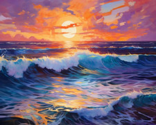 Beach Paint by Numbers Kit for Adults Beginner, Colorful Seaside Painting by Num