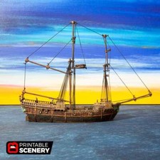 Brig - Pirate Ship - Tabletop Terrain Miniatu...