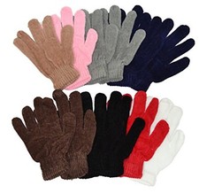 Chenille Knit Gloves Magic Soft Winter Warm Cozy Gloves Unisex 12 Pairs