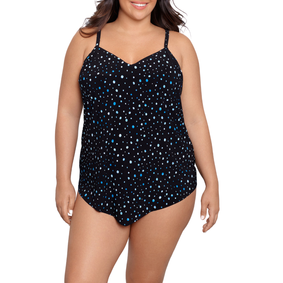 Trimshaper Dots Tankini Swimsuit Top Plus Size 22W New Msrp
