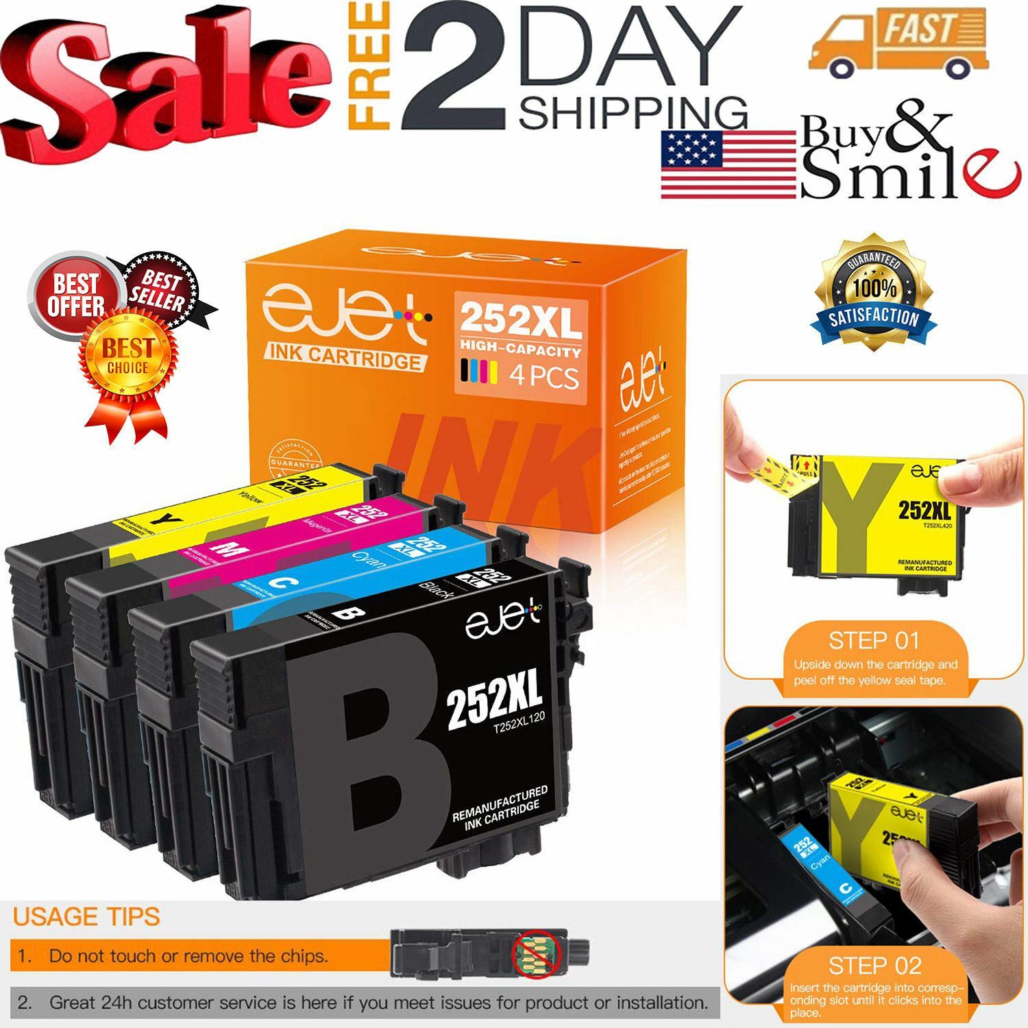 Ink Cartridges 17 Genuine Epson 252 Set Ink Cartridges Wf 36 3640 7110 7610 76 Computers Tablets Networking