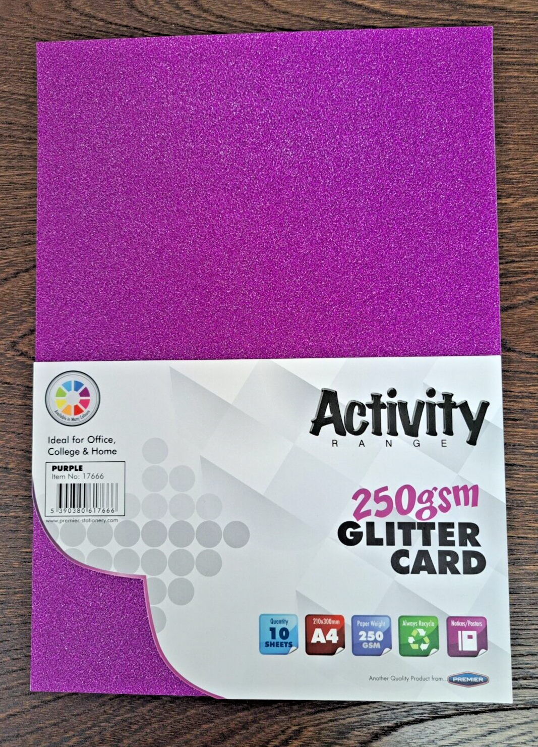 20 SHEETS (2 packs of 10) A4 250gsm PREMIER PURPLE GLITTER CARD FOR ART & CRAFTS