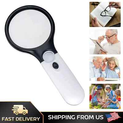 3 LED Light 45X Handheld Magnifier Reading Magnifying Glass Lens Jewelry Loupe