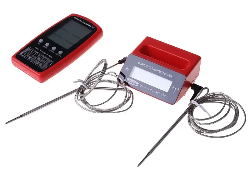 Grillthermometer Kabellos Funk Fleischthermometer 2x Einstich Sonde Alarm +300°C - Bild 2 von 4