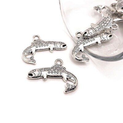 4, 20 or 50 pcs BULK Silver Salmon Fisherman GoT Charms - US Seller - AS492