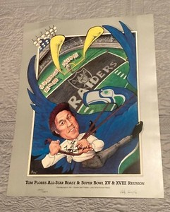 HOF Tom Flores Oakland Raiders Autograph Signed Poster SB XV XVIII Las Vegas