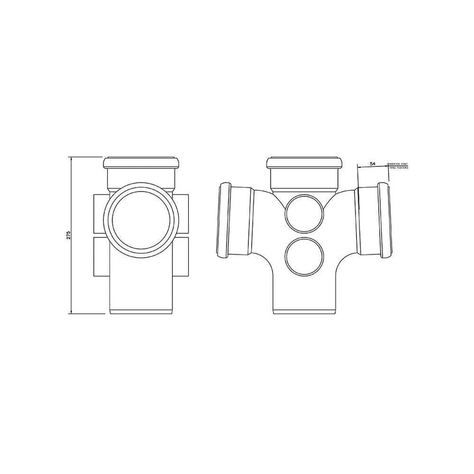 FLOPLAST 110mm Black Soil Pipe Double Branch Triple Socket Push-Fit Ring Seal - Image 2 of 2