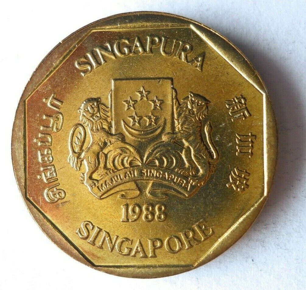 1988 SINGAPORE DOLLAR - AU/UNC GEM - Scarce - Free Ship - Bin #Z