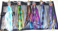6 Fishing Cup Trolling Skirt Rigged 9" Lure Resin Head Mahi ONO Marlin Wahoo Lot