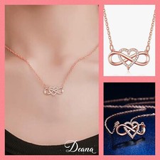 Romantic Rose Gold Love Heart  Infinity Symbol Necklace