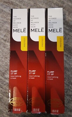 MELE Plump It Up Nourishing Facial Cream for Melanin Rich Skin  1.35 fl oz 3 Pk