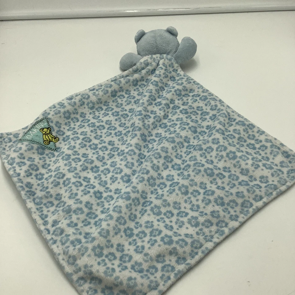 Manta de seguridad para bebé Dakin azul blanco oso de peluche sonajero a rayas Lovey Foto 3 de 4