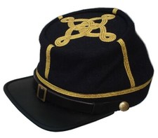 US Civil War Union Leather Peak Colonel/Majors 3 braids Leather Peak Navy Kepi