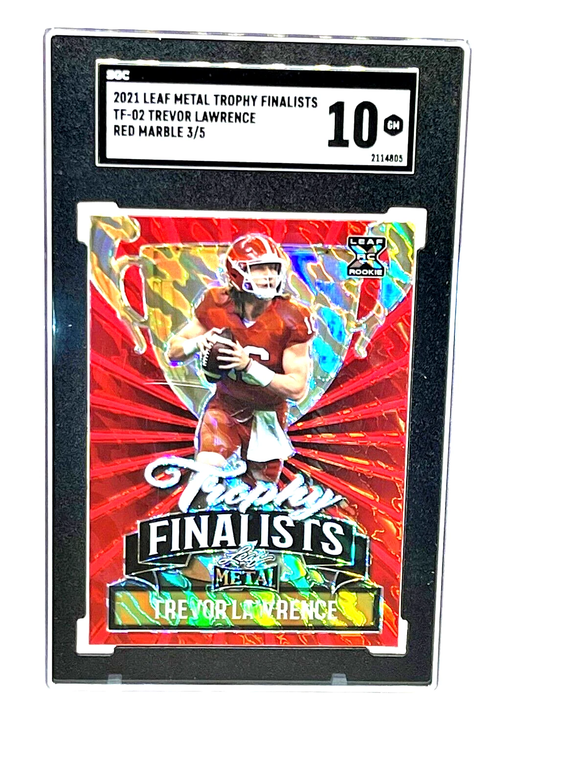 Trevor Lawrence Leaf Metal Trophy Finalists #TF02 Red Rainbow