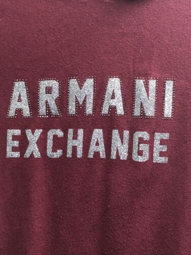 Armani Exchange Women Sz XS Or XL Burgundy Red Hoodie Knit Sweater Silver  Logo