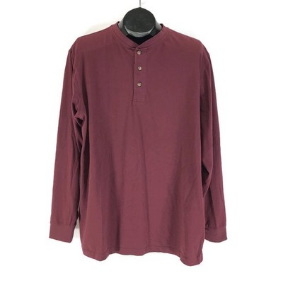 L.L. Bean Carefree Unshrinkable Tee Henley Men's Large Tall Traditional Fit Port