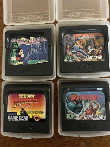 TESTED Sega Game Gear Lot Of 4 Streets Rage, Castle illusion, Shinobi, Indiana J