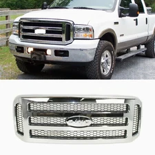Front Bumper Grille Grill For 2005-2007 Ford F-250 F-350 Super Duty Chrome