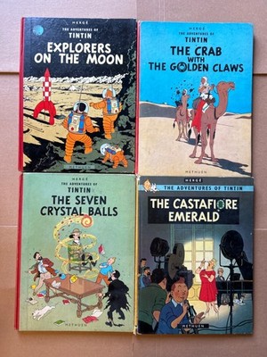 The Adventures of Tintin 4 x Hardback Book Set Bundle Herge Methuen 1960s PRINTS