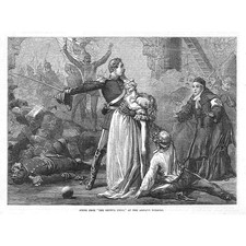Scene from the Geneva Cross at the Adelphi Theatre - Antique Print 1874
