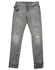 PRPS Mens Jeans 30x34 Windsor Distressed Tapered Skinny Fit Gray Wash $238 NEW