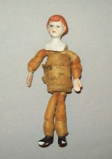 Old Vtg Bisque Dollhouse Doll 4.5" Tall China Figure Nice