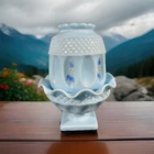 Beautiful Vtg Westmoreland Baby Blue Milk Glass Hand Painted Fairy Lamp