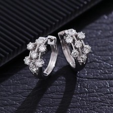 2Ct Round Cut Simulated Diamond Women's Hoop Earrings 14K White Gold Plated