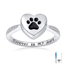 925 Sterling Silver Love Heart Urn Ring for pet Dog Cat's Ashes Keepsake Memoria