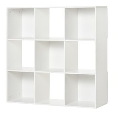 HOMCOM Libreria Bianca dal Design Moderno con 9 Scomparti 91.5x29.5x91.5cm
