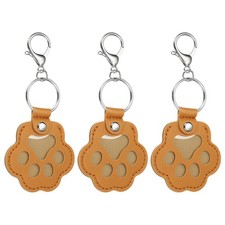 Pet Fur Storage Keychain, Leather Dog Fur Keepsake, Light Brown, 3 Pcs 